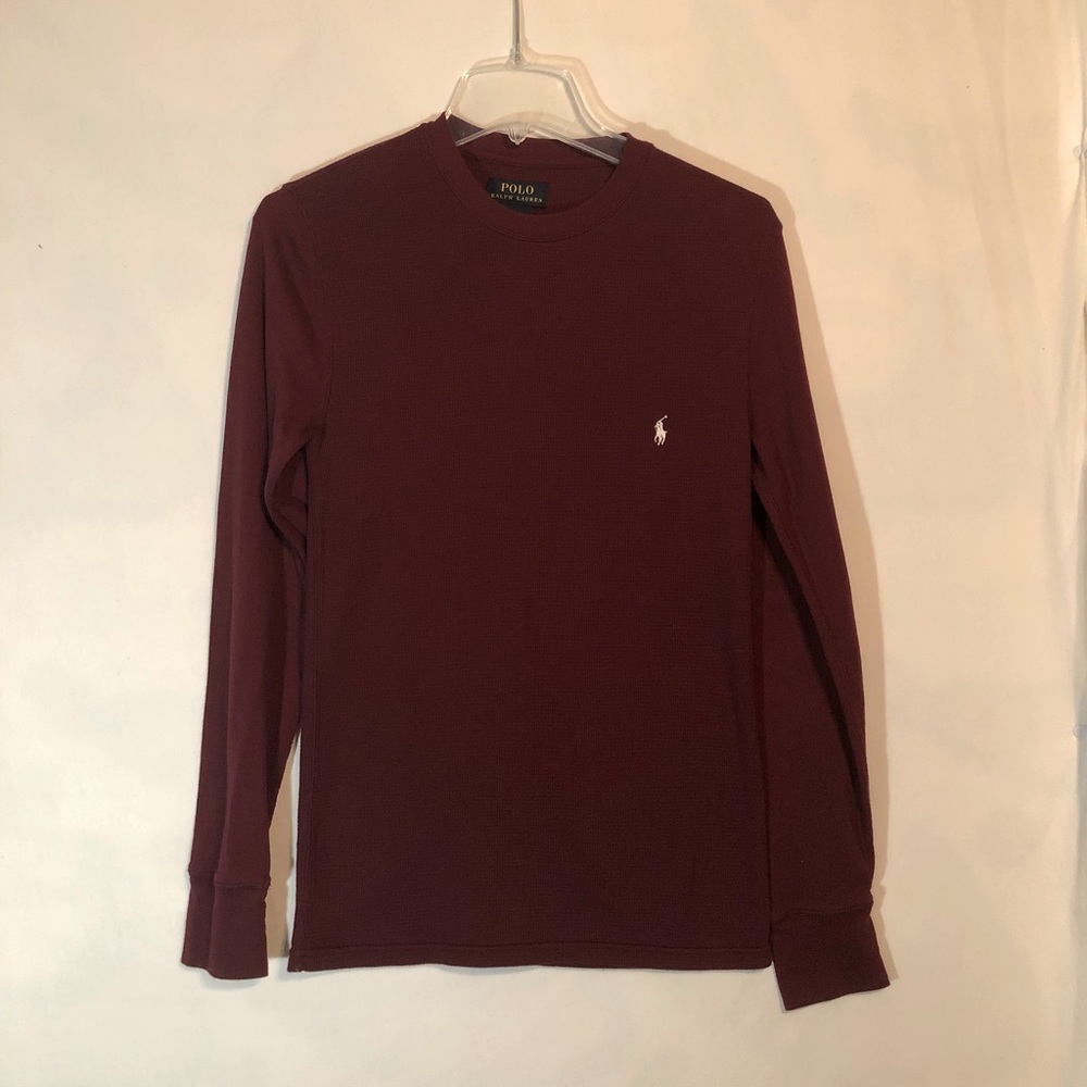 🟢 3/$25 Polo Ralph Lauren Maroon Knit Shirt Mens S